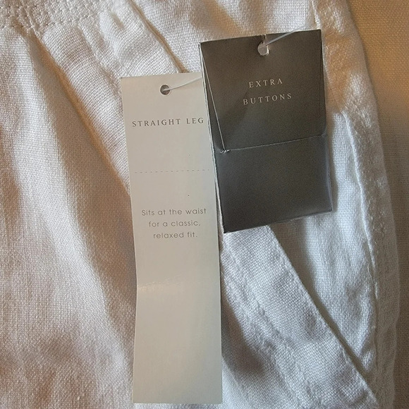 NWT Charter Club Woman White 100% Linen Crop Straight Leg Pants Size 22W - Picture 5 of 10